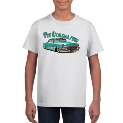 1956 Roadmaster - Aqua With Flames - Gildan Youth Unisex T Shirt Thumbnail