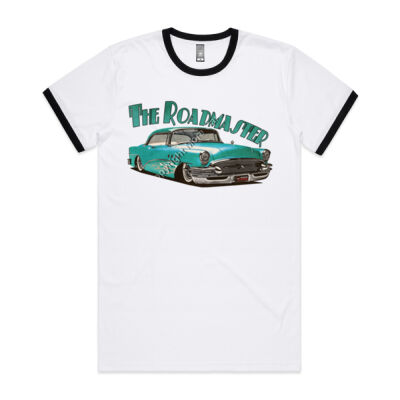 1956 Roadmaster - Aqua With Flames - Mens Ringer Tee Thumbnail