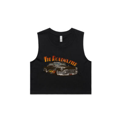 1956 Roadmaster - Black With Flames - AS Colour Women's Crop Tank Thumbnail