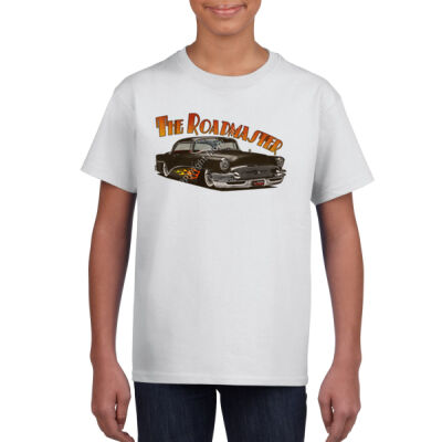 1956 Roadmaster - Black With Flames - Gildan Youth Unisex T Shirt Thumbnail