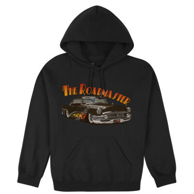 1956 Roadmaster - Black With Flames - Hooded Sweatshirt Thumbnail