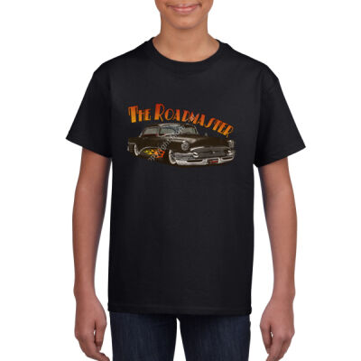 1956 Roadmaster - Black With Flames - Youth Crew Neck Tee (Same Day) Thumbnail