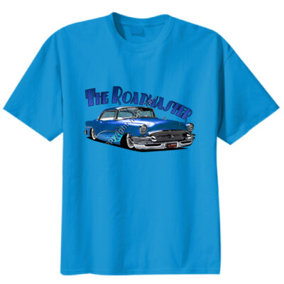 1956 Roadmaster - Blue With Flames - Unisex Modern Fit Tee Thumbnail