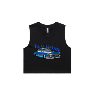 1956 Roadmaster - Blue With Flames - AS Colour Women's Crop Tank Thumbnail