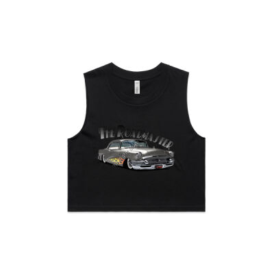 1956 Roadmaster - Charcoal With Flames - AS Colour Women's Crop Tank Thumbnail