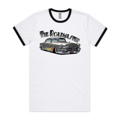 1956 Roadmaster - Charcoal With Flames - Mens Ringer Tee Thumbnail