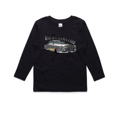 1956 Roadmaster - Charcoal With Flames - AS Colour Kids Longsleeve Tee Thumbnail