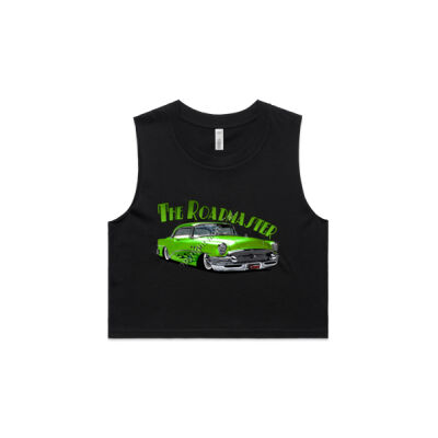 1956 Roadmaster - Green With Flames - AS Colour Women's Crop Tank Thumbnail