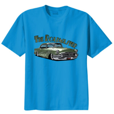 1956 Roadmaster - Khaki With Flames - Unisex Modern Fit Tee Thumbnail