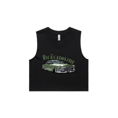 1956 Roadmaster - Khaki With Flames - AS Colour Women's Crop Tank Thumbnail