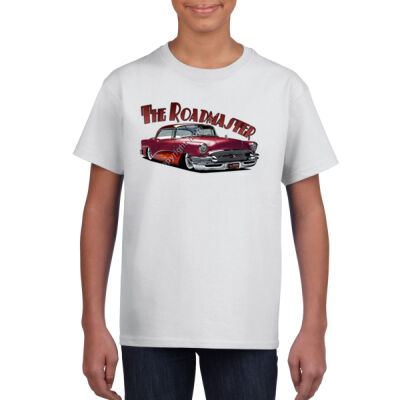 1956 Roadmaster - Maroon With Flames - Gildan Youth Unisex T Shirt Thumbnail