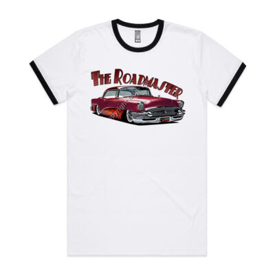 1956 Roadmaster - Maroon With Flames - Mens Ringer Tee Thumbnail