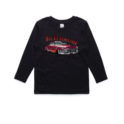 1956 Roadmaster - Maroon With Flames - AS Colour Kids Longsleeve Tee Thumbnail