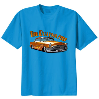 1956 Roadmaster - Orange With Flames - Unisex Modern Fit Tee Thumbnail
