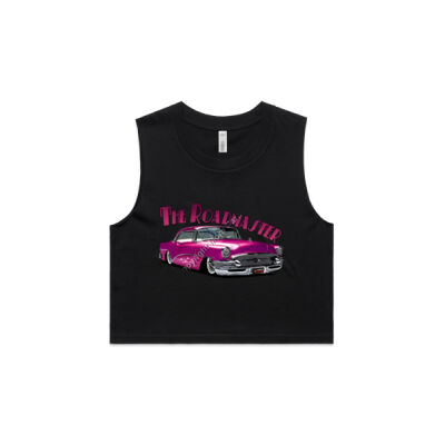 1956 Roadmaster - Pink With Flames - AS Colour Women's Crop Tank Thumbnail