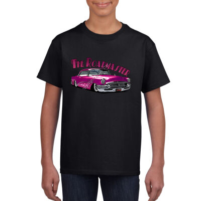 1956 Roadmaster - Pink With Flames - Youth Crew Neck Tee (Same Day) Thumbnail