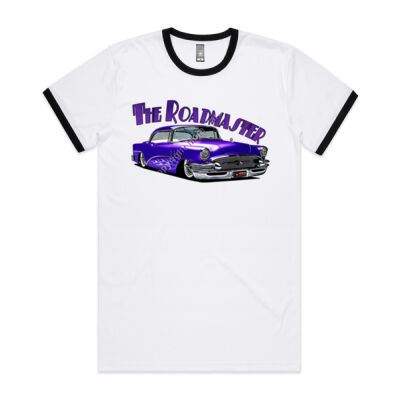 1956 Roadmaster - Purple With Flames - Mens Ringer Tee Thumbnail