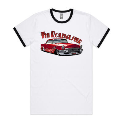 1956 Roadmaster - Red With Flames - Mens Ringer Tee Thumbnail