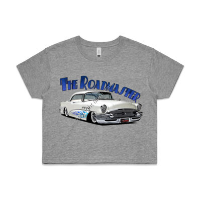 1956 Roadmaster - White With Flames - AS Colour CROP TEE - 4062 Thumbnail