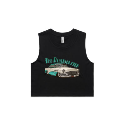 1956 Roadmaster - White & Aqua - AS Colour Women's Crop Tank Thumbnail