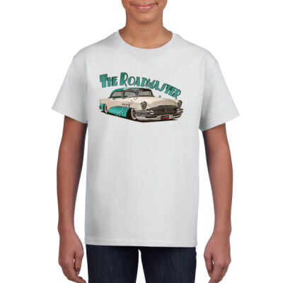 1956 Roadmaster - White & Aqua - Gildan Youth Unisex T Shirt Thumbnail