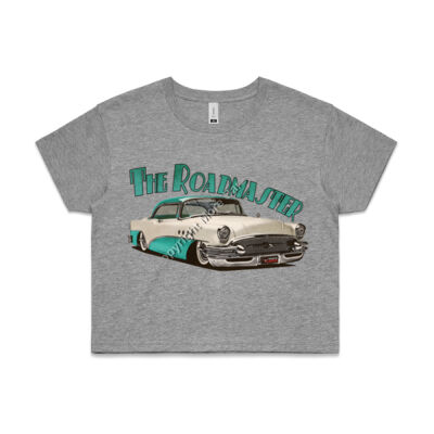 1956 Roadmaster - White & Aqua - AS Colour CROP TEE - 4062 Thumbnail