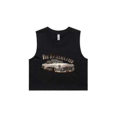 1956 Roadmaster - White & Black - AS Colour Women's Crop Tank Thumbnail