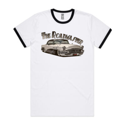 1956 Roadmaster - White & Black - Mens Ringer Tee Thumbnail