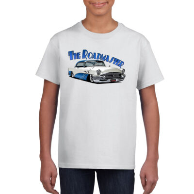 1956 Roadmaster - White & Blue - Gildan Youth Unisex T Shirt Thumbnail