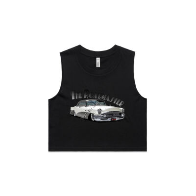 1956 Roadmaster - White & Charcoal - AS Colour Women's Crop Tank Thumbnail
