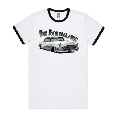 1956 Roadmaster - White & Charcoal - Mens Ringer Tee Thumbnail