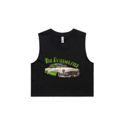 1956 Roadmaster - White & Green - AS Colour Women's Crop Tank Thumbnail