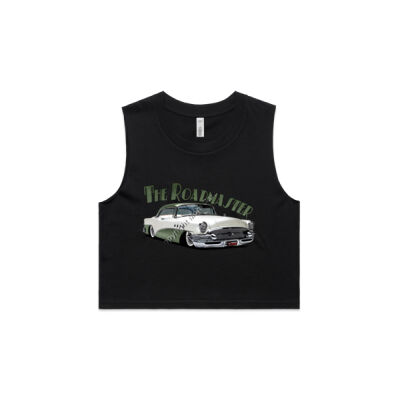 1956 Roadmaster - White & Khaki - AS Colour Women's Crop Tank Thumbnail