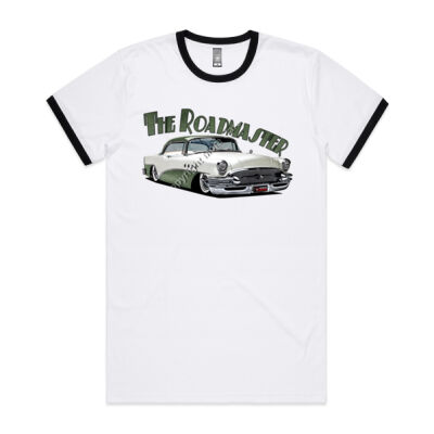 1956 Roadmaster - White & Khaki - Mens Ringer Tee Thumbnail