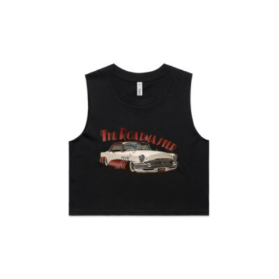 1956 Roadmaster - White & Maroon - AS Colour Women's Crop Tank Thumbnail