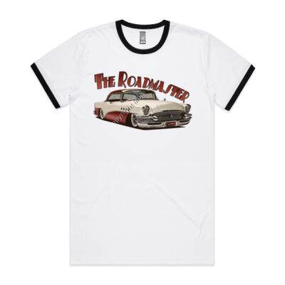 1956 Roadmaster - White & Maroon - Mens Ringer Tee Thumbnail