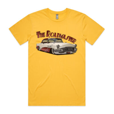 1956 Roadmaster - White & Maroon - Mens Staple Tee Thumbnail