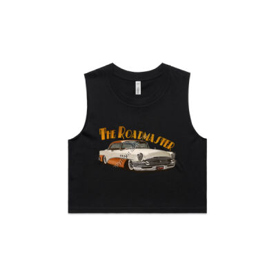 1956 Roadmaster - White & Orange - AS Colour Women's Crop Tank Thumbnail