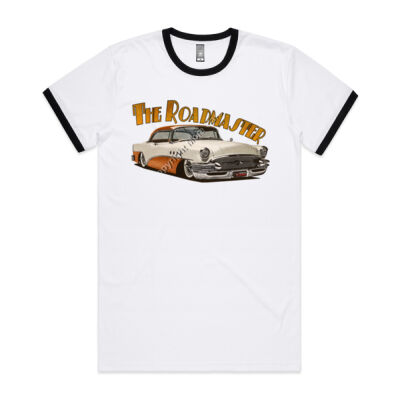 1956 Roadmaster - White & Orange - Mens Ringer Tee Thumbnail