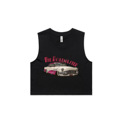 1956 Roadmaster - White & Pink - AS Colour Women's Crop Tank Thumbnail