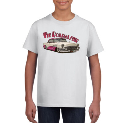 1956 Roadmaster - White & Pink - Gildan Youth Unisex T Shirt Thumbnail