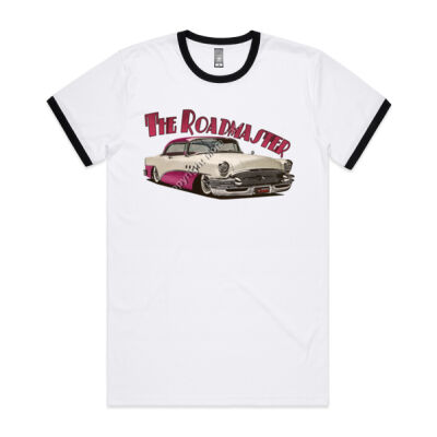 1956 Roadmaster - White & Pink - Mens Ringer Tee Thumbnail