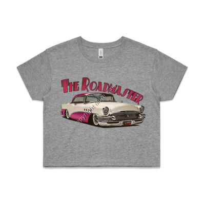 1956 Roadmaster - White & Pink - AS Colour CROP TEE - 4062 Thumbnail