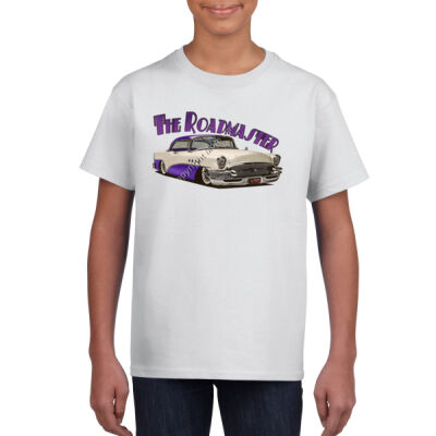 1956 Roadmaster - White & Purple - Gildan Youth Unisex T Shirt Thumbnail
