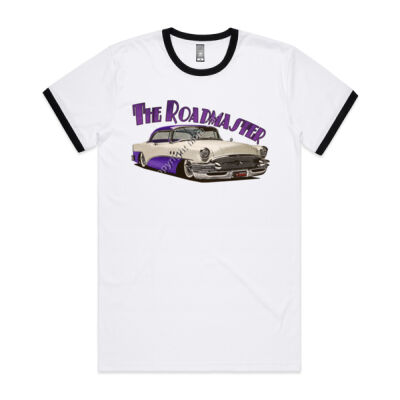 1956 Roadmaster - White & Purple - Mens Ringer Tee Thumbnail