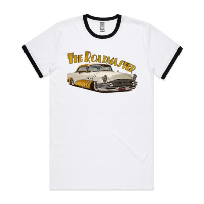 1956 Roadmaster - White & Yellow - Mens Ringer Tee Thumbnail