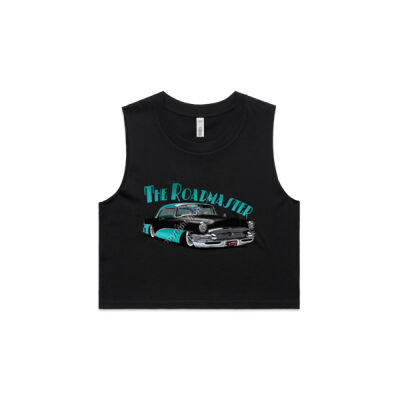 1956 Roadmaster - Black & Aqua - AS Colour Women's Crop Tank Thumbnail