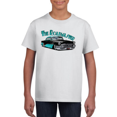 1956 Roadmaster - Black & Aqua - Gildan Youth Unisex T Shirt Thumbnail