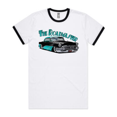 1956 Roadmaster - Black & Aqua - Mens Ringer Tee Thumbnail