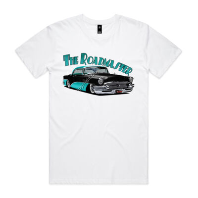 1956 Roadmaster - Black & Aqua - Mens Staple Tee Thumbnail